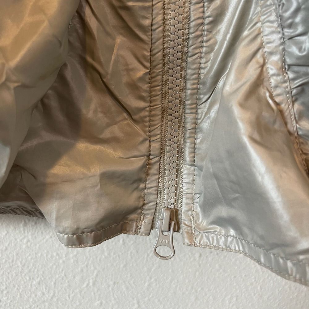 Adidas by Stella McCartney Metallic Silver Ruched Windbreaker Jacket Large L - Picture 8 of 14